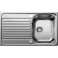BLANCO 526335: Fregadero de acero inoxidable, modelo 45 S, con sistema de desagüe con mando frontal / Fregadero encimera / Fregadero
