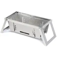 Herzberg HG-04159: Parrilla de acero inoxidable plegable para mesa