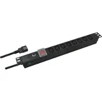 Helos , regleta de enchufes profesional de 19", 8 tomas C13, color negro, 2,0 metros, con interruptor