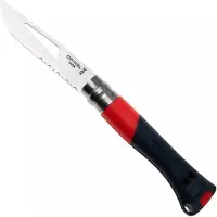 Opinel No. 09 Ocean 3262, Made For The Elements, Satin Stainless Steel, Red Polyamide, navaja marinera parcialmente dentada