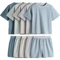 The Set Pijama kitt / azul ahumado / gris claro / petróleo / verde pastel