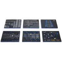 HBM Bandejas organizadoras con set de herramientas 245 piezas, para carro de herramientas, azul