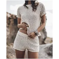 Mikuta The Ecru Crochet Shorts Talla: XL | Pantalones Cortos Outlet | Mujer | Marrón