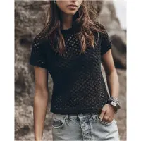 Mikuta The Black Crochet T-shirt Talla: XS | Camisetas Outlet | Mujer | Negro