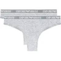 Emporio Armani para mujer. EW000404_AF19026 Set 2 braguitas brasileñas de punto orgánico con banda con logotipo Iconic gris (XS), Homewear,