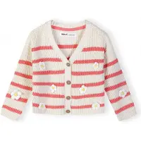 MINOTI Cárdigan coral / blanco lana
