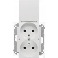 Kontakt-Simon Enchufe doble blanco, grado de protección IP44, modelo Simon 55, referencia TGZ2BMCZ.01/111