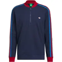 Adidas Camiseta deportiva ' 3-Stripes 1/4 Zip' azul / azul noche / rojo oscuro