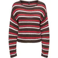 ONLY Jersey 'ONLGeena' marrón oscuro / rojo / blanco