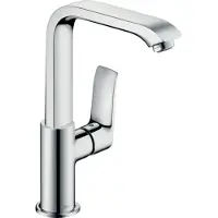Hansgrohe Metris, grifo monomando para lavabo, modelo 230, con caño giratorio y acabado cromado, sistema de apertura mediante presión