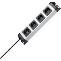 Kopp , regleta de enchufes POWERversal, de 4 enchufes, color plateado/