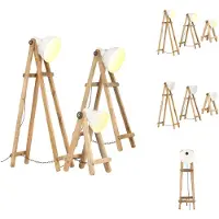 vidaXL : Lámparas de pie, 3 unidades, color blanco, casquillo E27, madera maciza