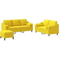 Syfax Juego de sofás con cojines 3 piezas tela amarillo claro