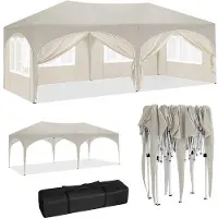 Markenlos Pabellón para carpas de estructura metálica - 3x6 metros - Impermeable - Protección UV - Estructura metálica desmontable - Paredes laterales removibles