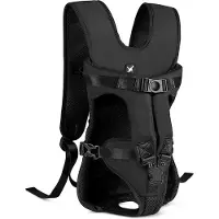 Markenlos Mochila de viaje negra para perros y gatos, ligera, transpirable y diseñada para llevar en la espalda