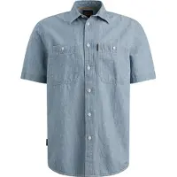 PME Legend Camisa 'Shirt in cotton/linen with short sleeves' azul claro