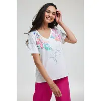 DIDI T-shirt Bitmap Panel Offwhite Bitmap Panel Talla: 46 | Camisetas de Seda Outlet | Mujer | Blanco