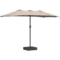 Syfax Sombrilla de jardín Taupé 385 x 209 x 244 cm Poliéster