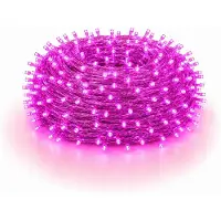 Rosikey Cadena de luces LED de 20 metros con 200 LEDs, 8 modos de iluminación, ideal para decoración de interiores, fiestas, jardines y árboles de Navidad. Cable transparente, color rosa