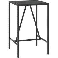 Syfax Mesa alta bar ratán PE y superficie vidrio negro 70x70x110 cm