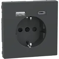 Schneider Electric MERTEN ME MEG2367-6034 - Enchufe con toma de tierra y cargador USB, color antracita, sistema integrado