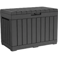 Keter Caja de jardín Kentwood, 190 litros - Gris antracita - 82 x 45 x 57 cm - Impermeable y resistente a la intemperie