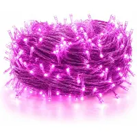 Rosikey Guirnalda de luces LED de 50 metros, con 500 luces, 8 modos de iluminación, resistente al agua, para uso interior y exterior, ideal para fiestas, jardines y decoración navideña, color rosa