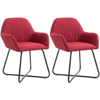 Syfax Sillas de comedor 2 unidades tela rojo tinto