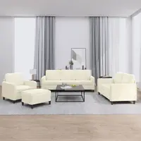 Syfax Juego de sofás 4 piezas terciopelo crema