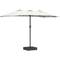 Syfax Sombrilla de jardín Arena 385 x 209 x 244 cm Poliéster y Acero