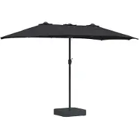 Syfax Sombrilla de jardín Negro 385 x 209 x 244 cm Poliéster y Acero