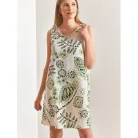 Bianco Lucci Vestido beige / verde / verde claro / verde oscuro