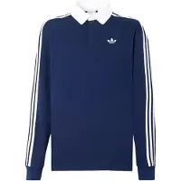 Adidas Originals Camiseta '3-Stripes Rugby Longsleeve' azul oscuro / blanco