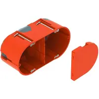 OBO 2003826: Caja electrónica para pared hueca, color naranja, modelo HE 61-DV-L, con junta hermética