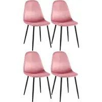 BellaFurn Juego de cuatro sillas para comedor o cocina, diseño fácil de limpiar, color rosa terciopelo
