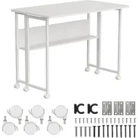 Macleans Mesa plegable , color blanco, con ruedas, superficie de 100x58 cm, capacidad máxima de 50 kg, modelo MC-126 W
