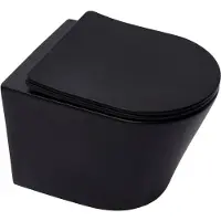 Siko Inodoro de pared SAT, modelo corto de 48 cm, con cuenco de inodoro, juego de inodoro que incluye tapa de inodoro con sistema de cierre suave y mecanismo de extracción, color mate