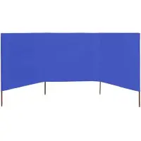 OEM Protector solar para la playa - 400 x 120 cm - De 3 piezas - Azul - Plegable e incluye varillas de madera