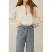 Louise Misha Blouse Nicoletta Snow Ostuni Checks Talla: 34 | Manga Larga Outlet | Mujer | Blanco