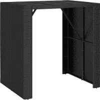 Syfax Mesa alta bar ratán PE y superficie vidrio negro 105x80x110 cm