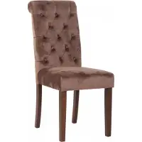 CLP Silla de comedor , tapizada con respaldo, modelo Lisburn. Silla de cocina con patas de caucho que protegen el suelo, color: marrón, material: terciopelo