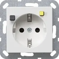 Gira 267703: Enchufe de protección diferencial de 30mA con sistema de obturador, color blanco brillante "Reinweiß", acabado brillante
