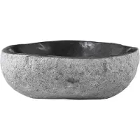 vidaXL Lavabo ovalado, color gris, dimensiones (32-37) x (27-30) x 12 cm, estilo piedra natural