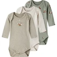Name it - Kid's Body L/S Fox 3-Pack - Ropa interior de diario size 50, gris