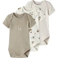 Name it Pijama entero/body beige oscuro / beige moteado / marrón / blanco