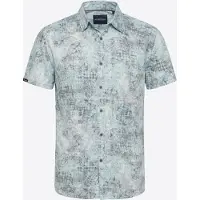 KOROSHI Camisa gris / verde pastel / blanco