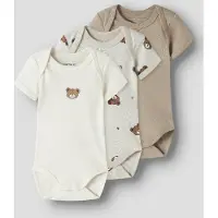 Name it - Kid's Body S/S Pumice Bear 3-Pack - Ropa interior de diario size 74, blanco