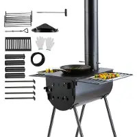 Zerbaco Horno de madera portátil, ideal para camping, tiendas de campaña y barbacoas al aire libre, con una longitud de 118 pulgadas y estructura de tubos