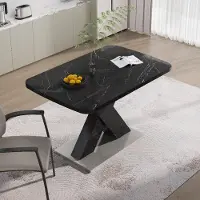 MODFU , mesa extensible, mesa rectangular con estructura metálica, mesa de centro con patas de MDF en forma de X, color