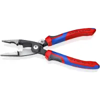 Knipex Alicate para instalaciones eléctricas , longitud 200 mm, color negro mate, cabeza pulida con resorte de apertura - 13 92 200